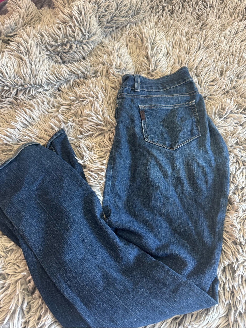 PAIGE Women's Boot Cut Jeans in Dark Blue Denim